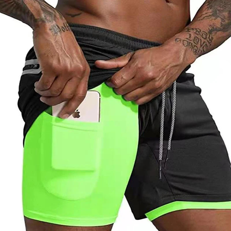 Double-deck Running Shorts 2 In 1 Beach Bottoms