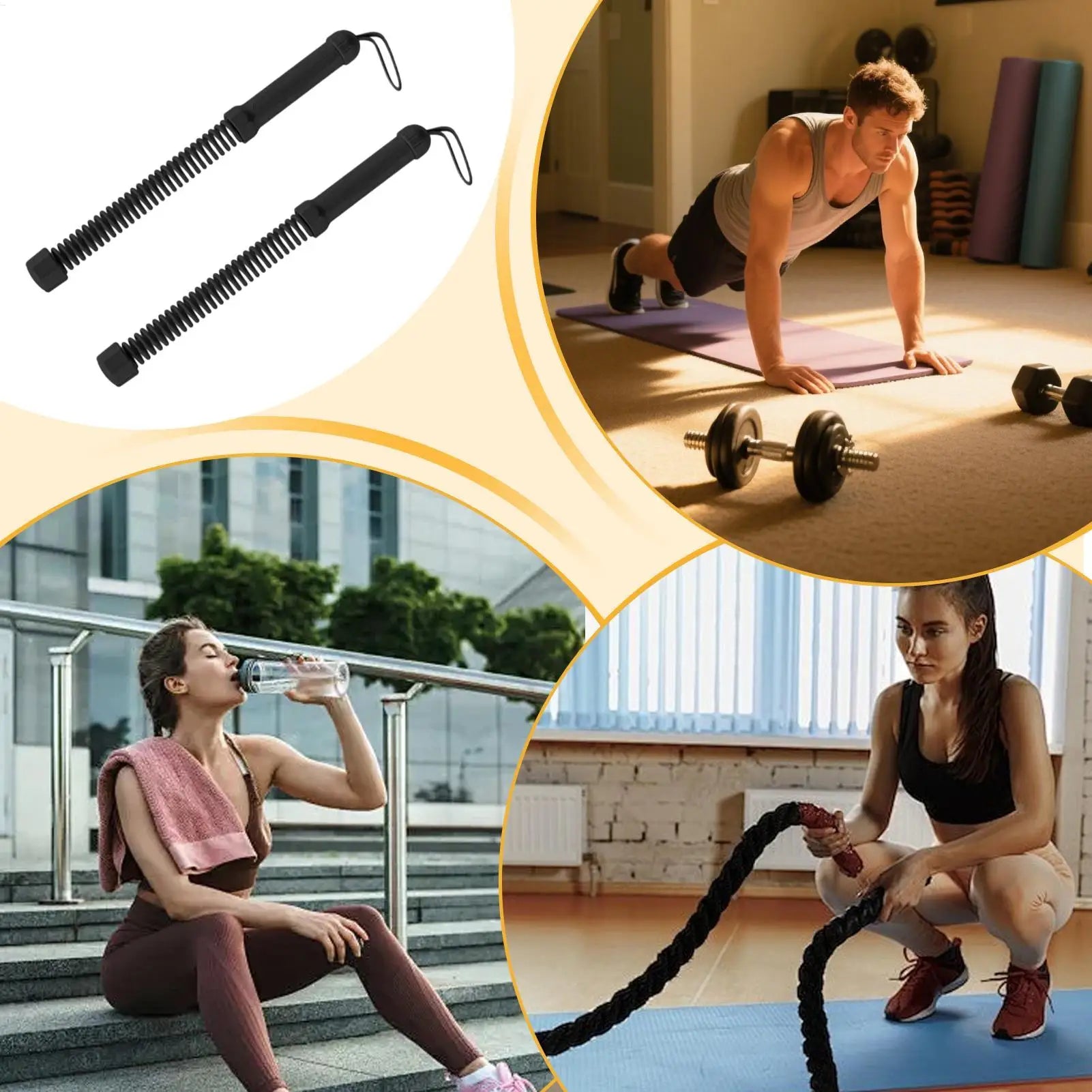 Heavy Battle Ropes Muscle Training Fitness Ropes Cordless Workout Equipment 2 Pieces For Women Men Athletes Adults Apartment