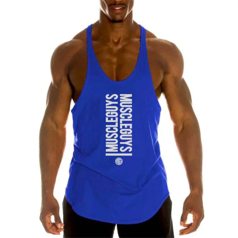 Summer Men Gym Workout Printed Tank