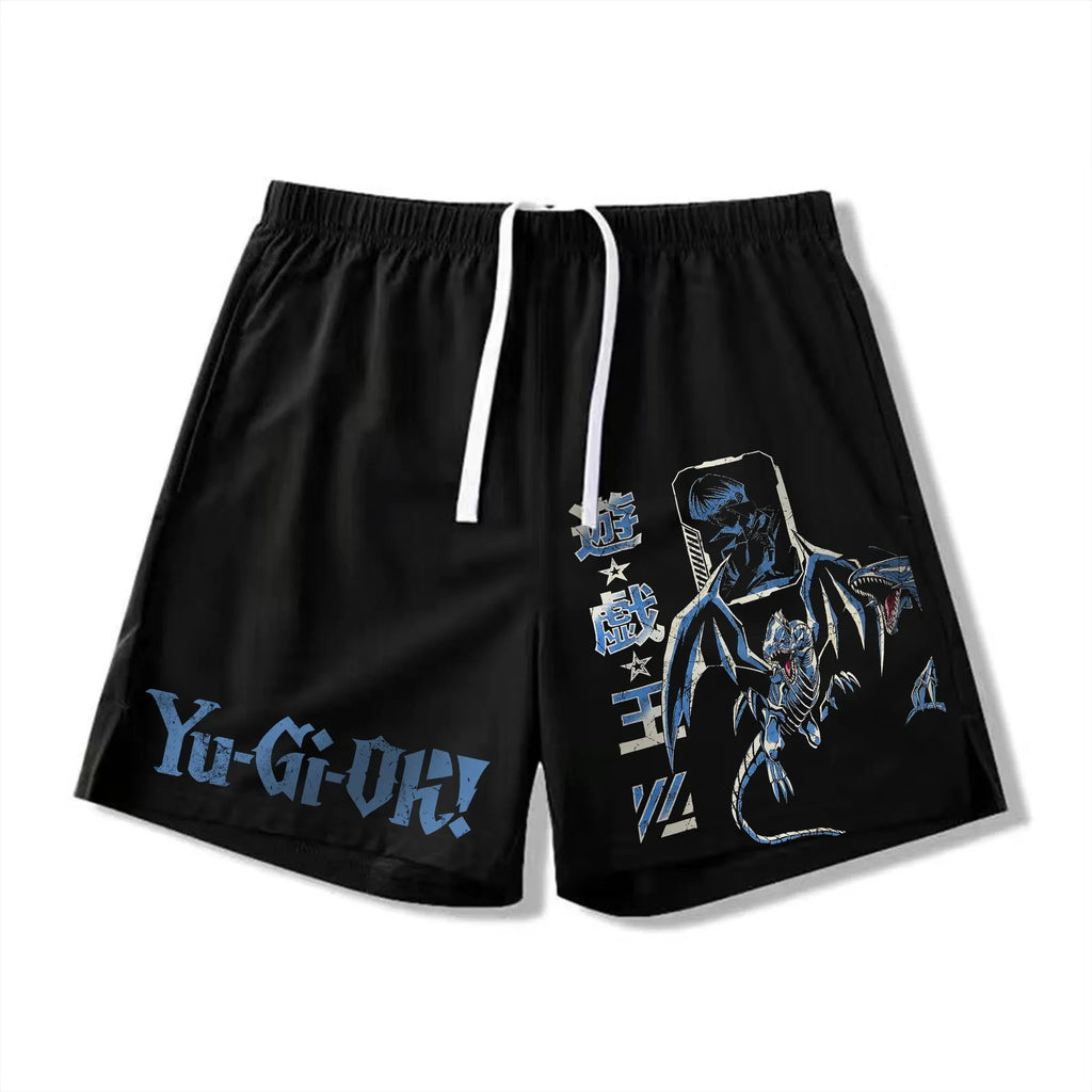 Men 2 in 1 Shorts Black Outer Layer YuGiOh Monster Graphic