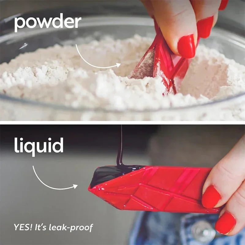 2Pcs/Set Flat 3-in-1 Measuring Spoons Small Spoon Powder Scoop Kitchen Polygons Baking Laboratory Adjustable Protein Gym Tools