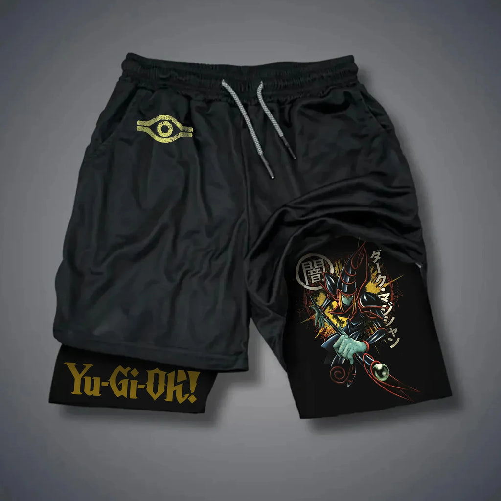 Men 2 in 1 Shorts Black Outer Layer YuGiOh Monster Graphic
