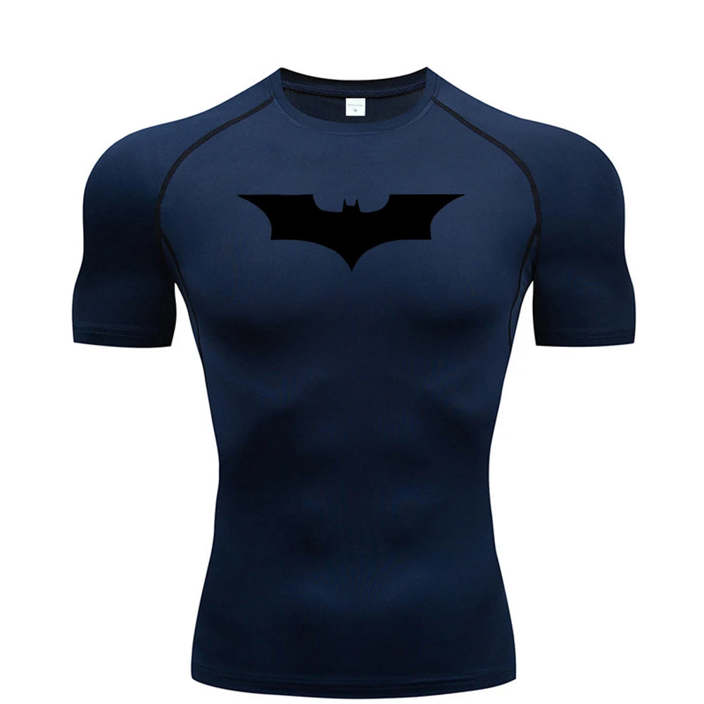 Bat Printed Men's Tight T-Shirt Running Compression Compression T Shirt Gym Fitness Jogging Short Sleeve Male Casual Shirt Tops
