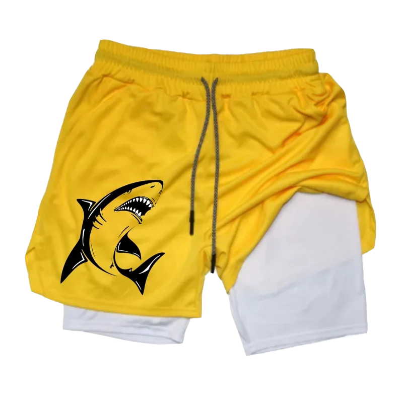 New Running Shorts Shark Printed Gym Sports Shorts