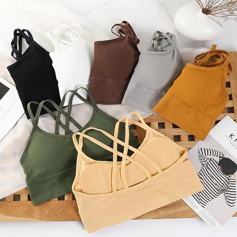 Sexy Women Tops Back Cross Strap