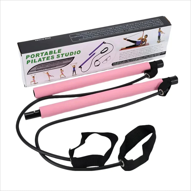 Portable Yoga Pilates Bar Stick With Resistance Band Muscle Toning Fitness Stretching Sports Body Workout Exercise Tension Rope