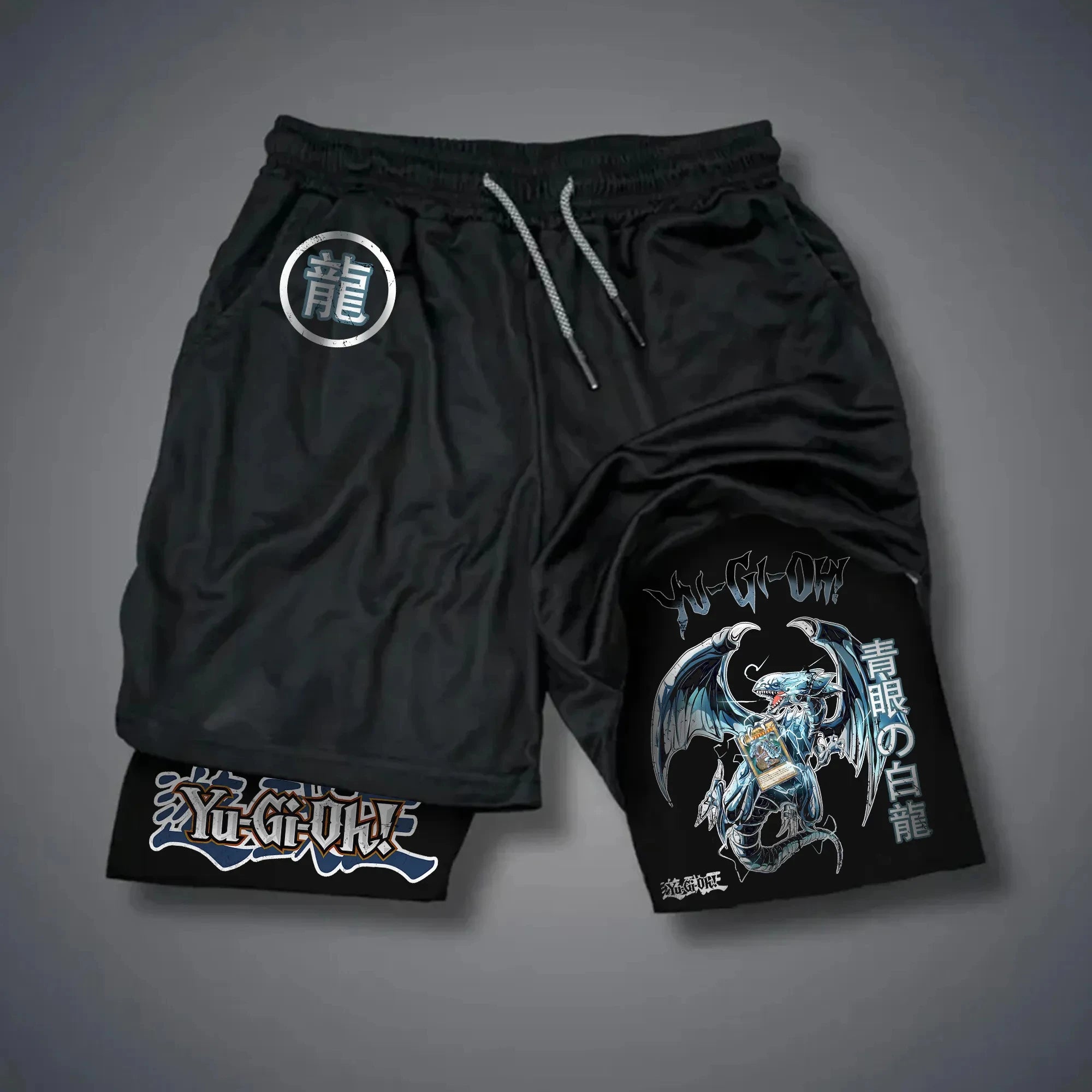 Men 2 in 1 Shorts Black Outer Layer YuGiOh Monster Graphic