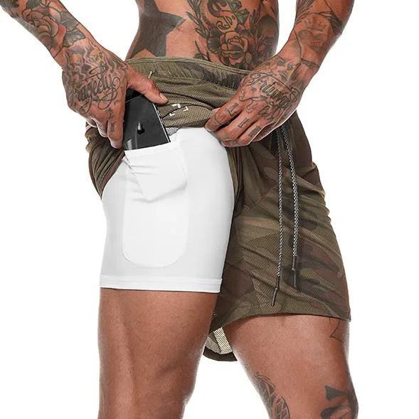 Double-deck Running Shorts 2 In 1 Beach Bottoms
