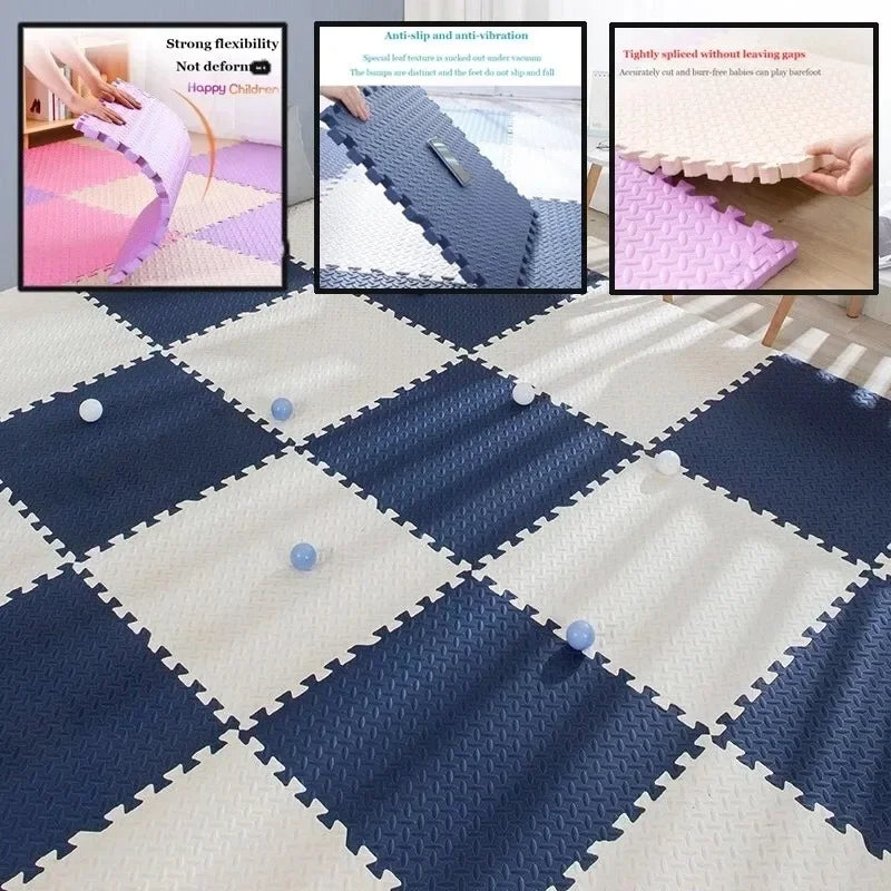 30*30cm Thicken Sports Gym Mat Protection EVA Leaf Grain Floor Mats Yoga Fitness Non-Slip Splicing Rugs Shock Room