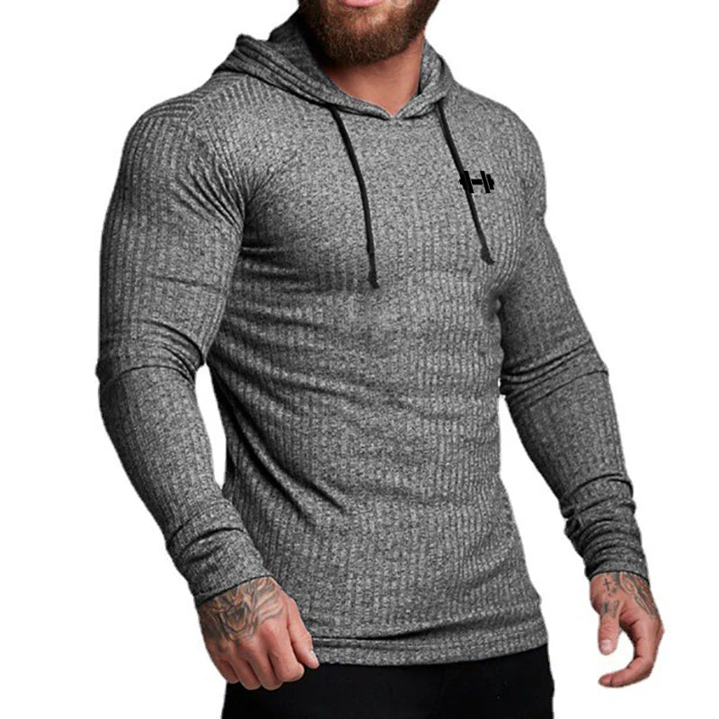 New Striped Knitted Slim Fit Hooded Shirt